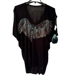 Key Closet Eagle Black Swarovski Elements Studded Sleeveless Shirt Size Small